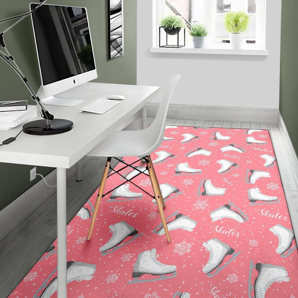 Ice Skate Pink Pattern Print Floor Mat-grizzshop