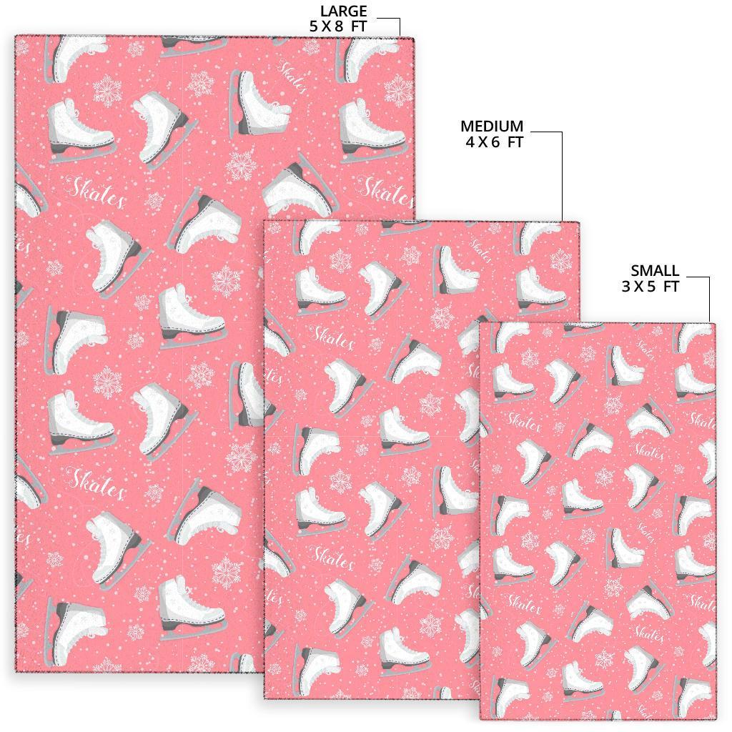 Ice Skate Pink Pattern Print Floor Mat-grizzshop