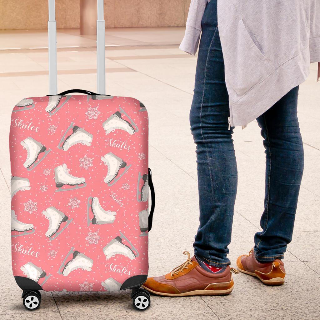 Ice Skate Pink Pattern Print Luggage Cover Protector-grizzshop