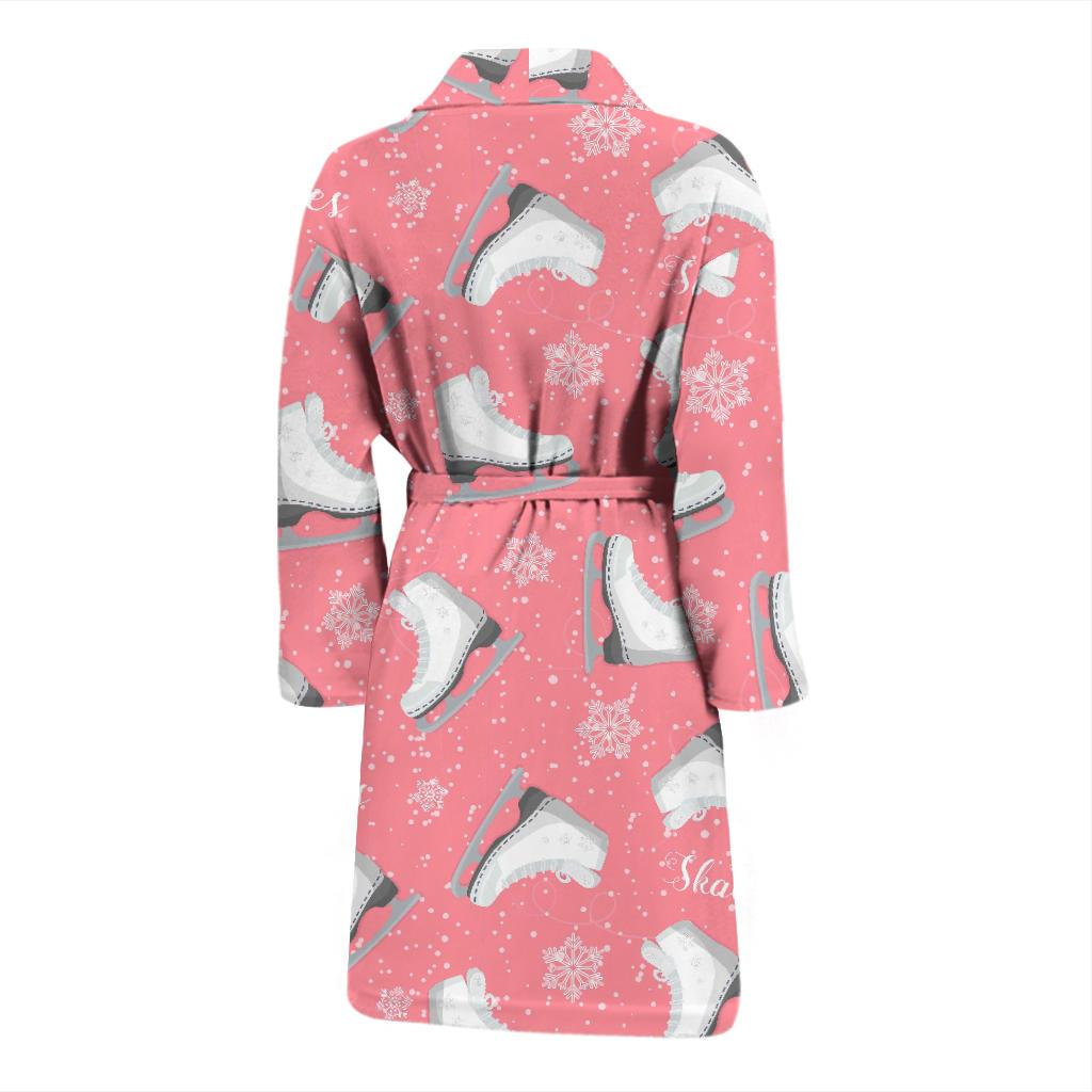 Ice Skate Pink Pattern Print Men Long Robe-grizzshop