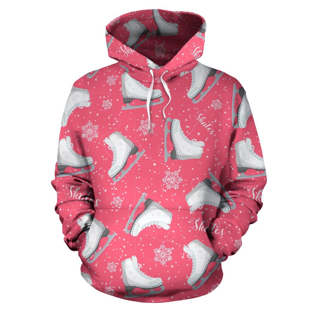 Ice Skate Pink Pattern Print Men Women Pullover Hoodie-grizzshop