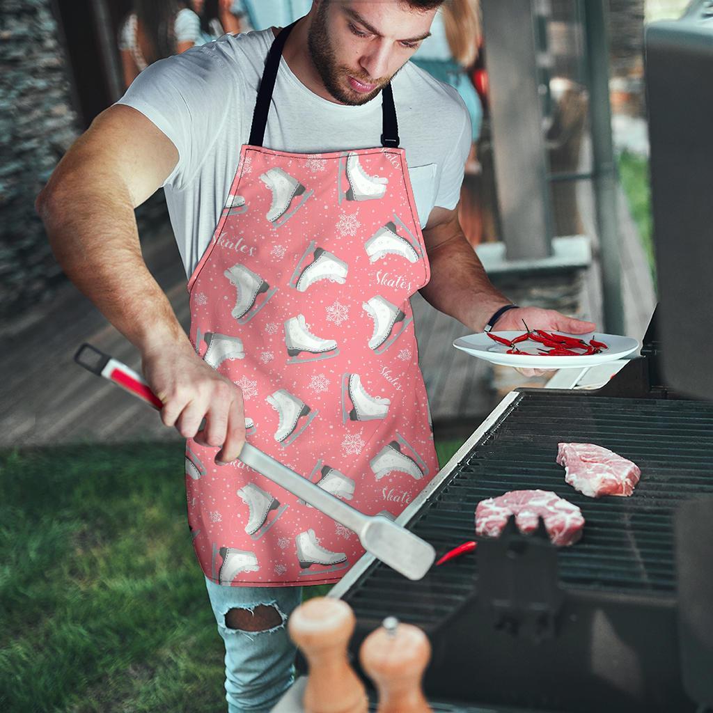 Ice Skate Pink Pattern Print Men's Apron-grizzshop