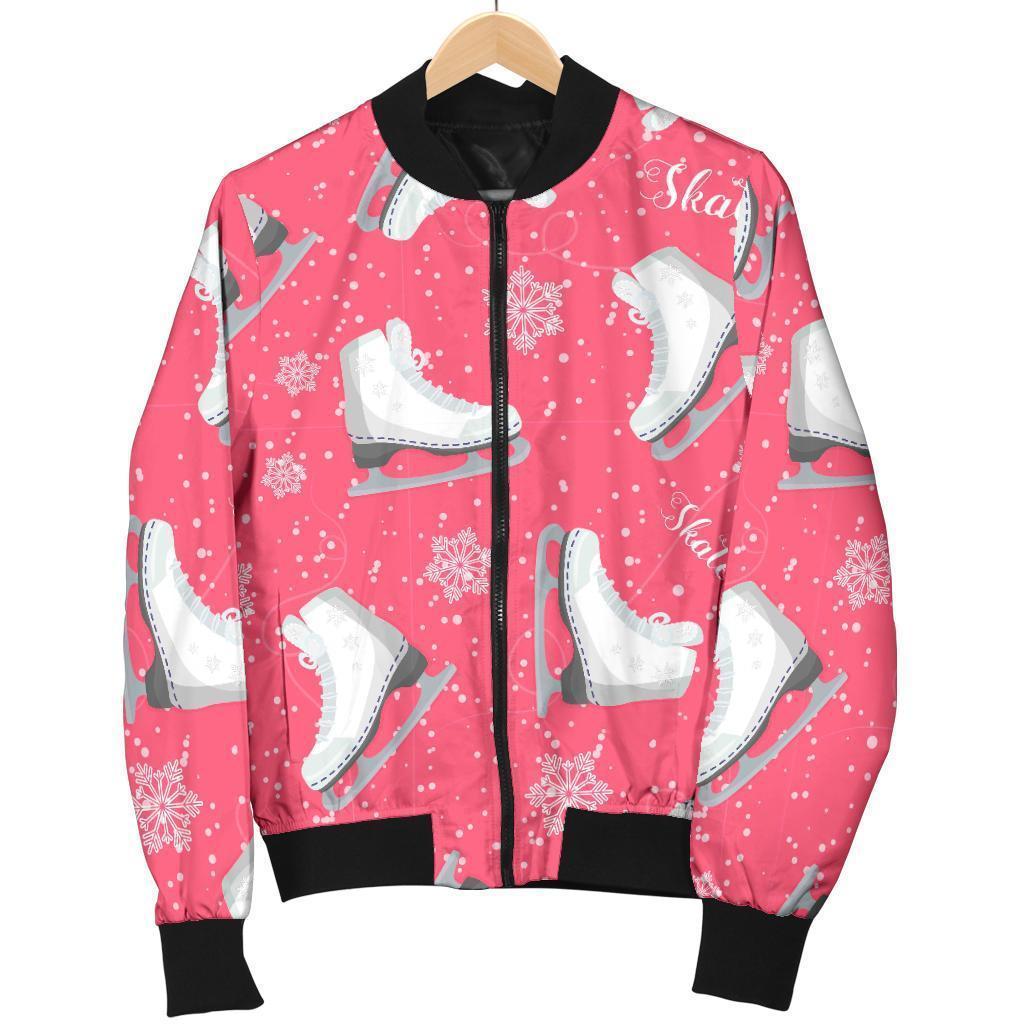 Ice Skate Pink Pattern Print Men's Bomber Jacket-grizzshop