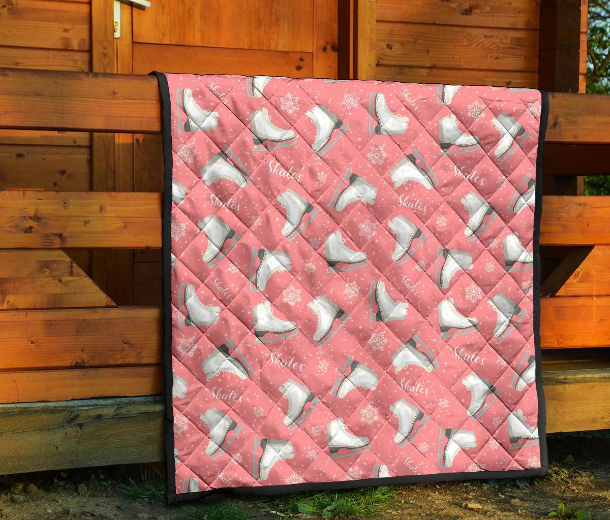 Ice Skate Pink Pattern Print Quilt-grizzshop