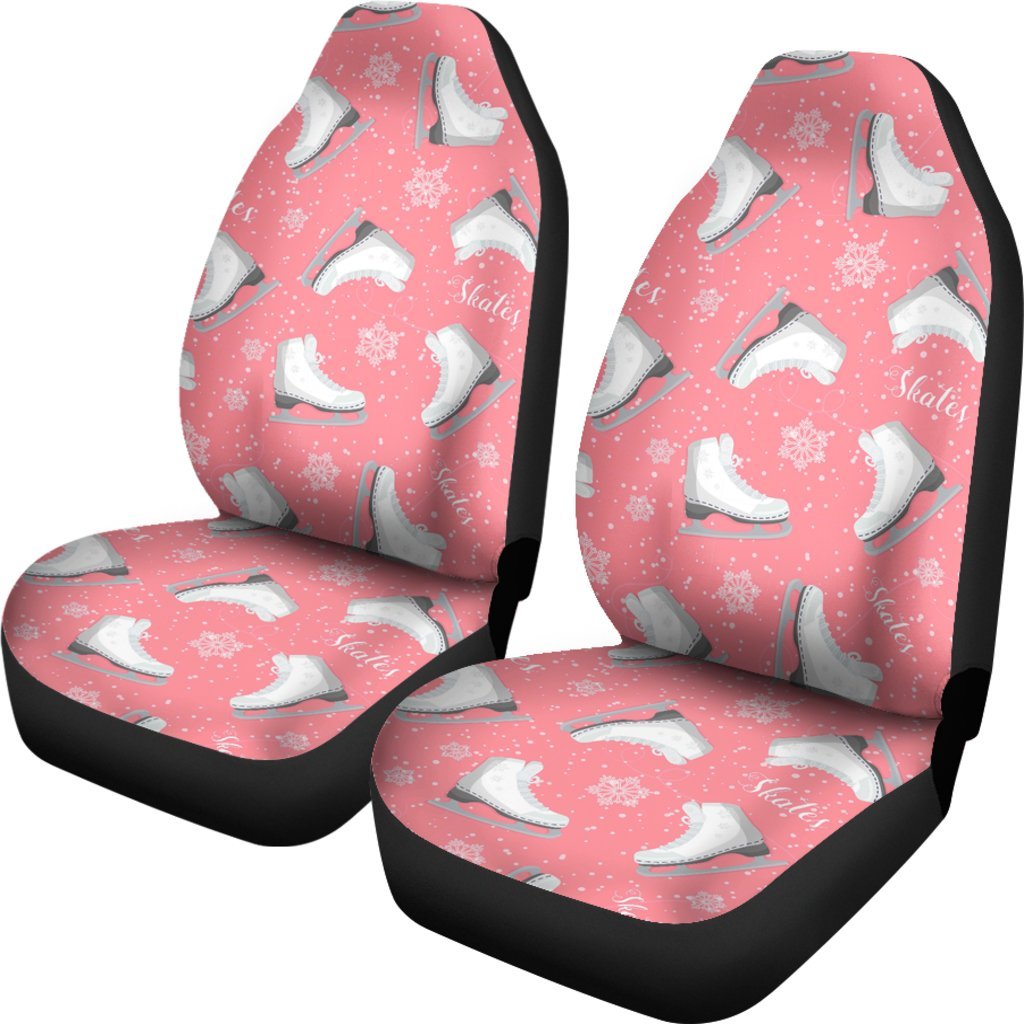 Ice Skate Pink Pattern Print Universal Fit Car Seat Covers-grizzshop