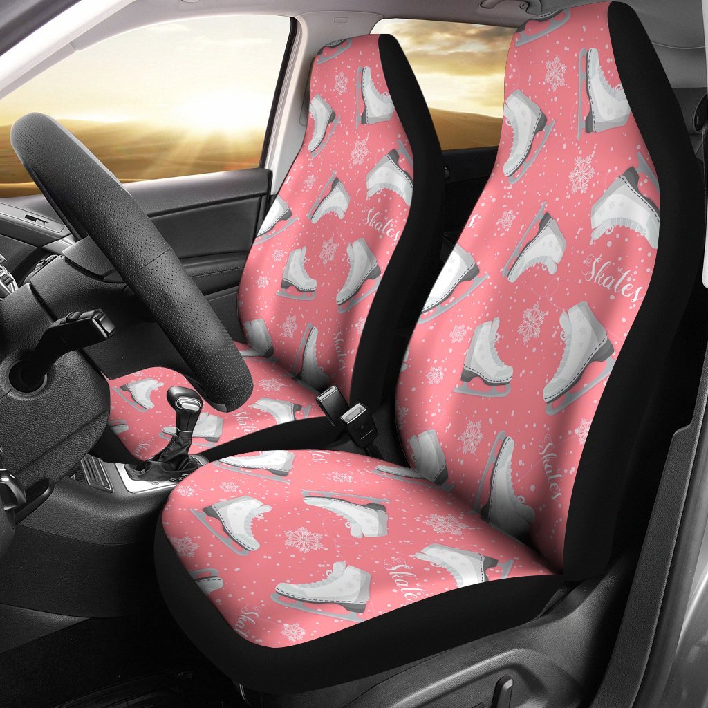 Ice Skate Pink Pattern Print Universal Fit Car Seat Covers-grizzshop