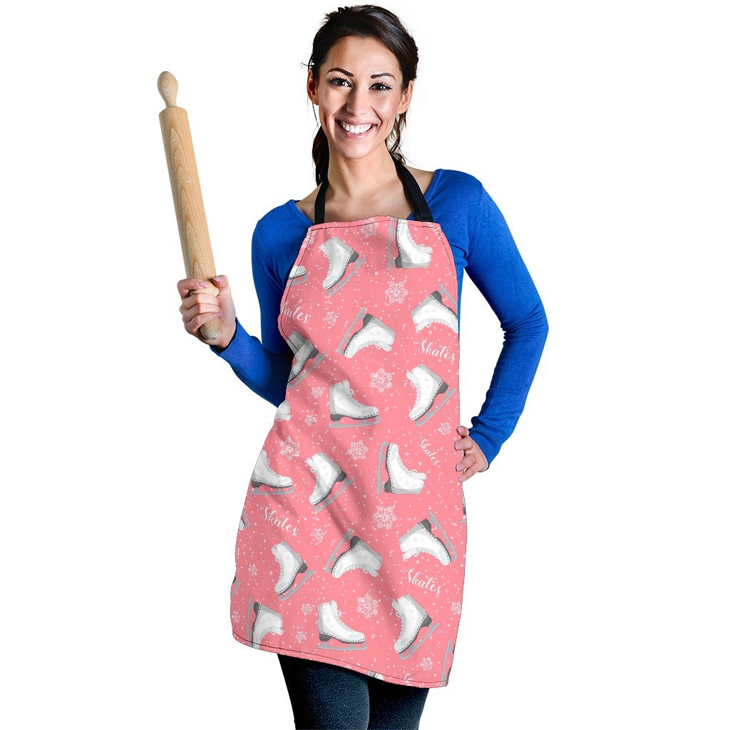 Ice Skate Pink Pattern Print Women's Apron-grizzshop