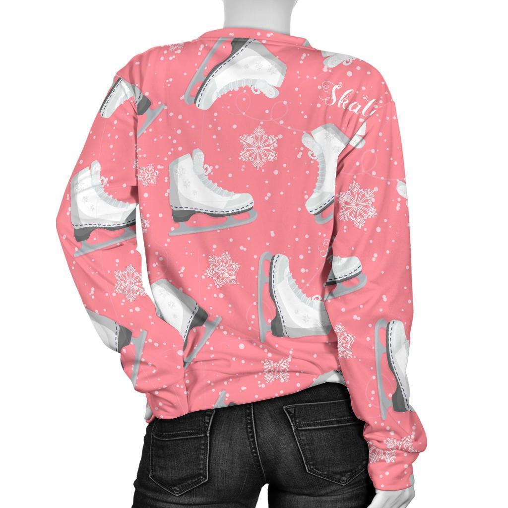 Ice Skate Pink Pattern Print Women's Sweatshirt-grizzshop