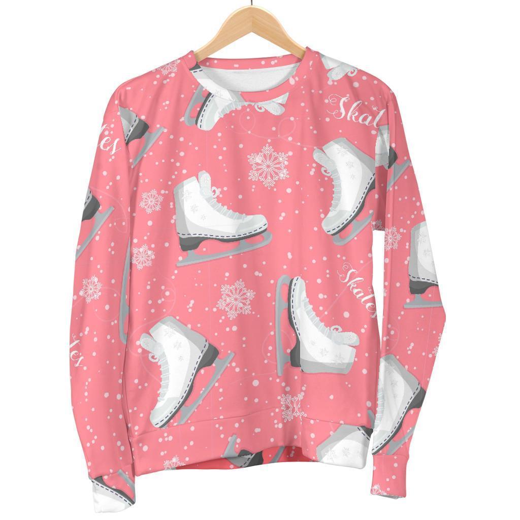 Ice Skate Pink Pattern Print Women's Sweatshirt-grizzshop