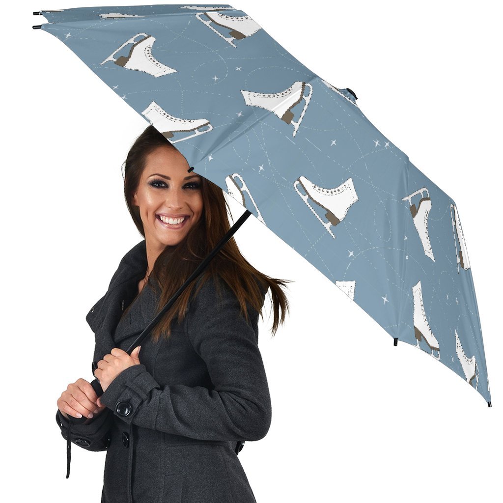 Ice Skate Print Pattern Automatic Foldable Umbrella-grizzshop