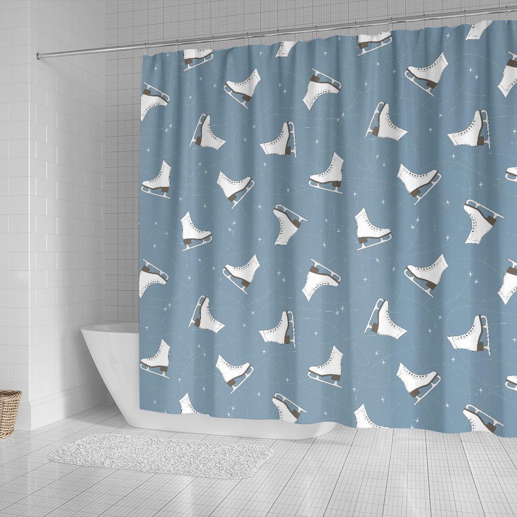 Ice Skate Print Pattern Bathroom Shower Curtain-grizzshop