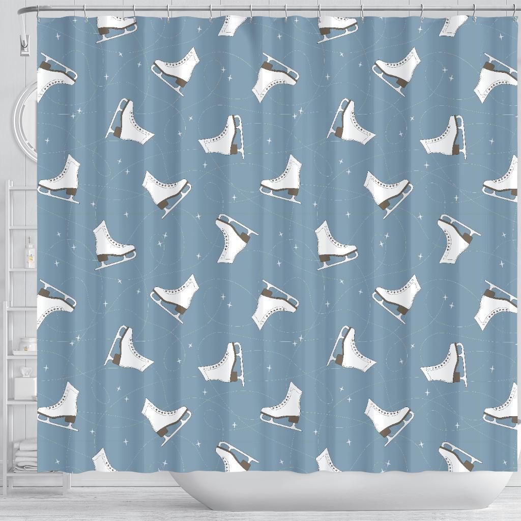 Ice Skate Print Pattern Bathroom Shower Curtain-grizzshop