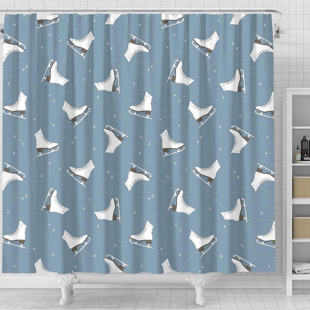 Ice Skate Print Pattern Bathroom Shower Curtain-grizzshop