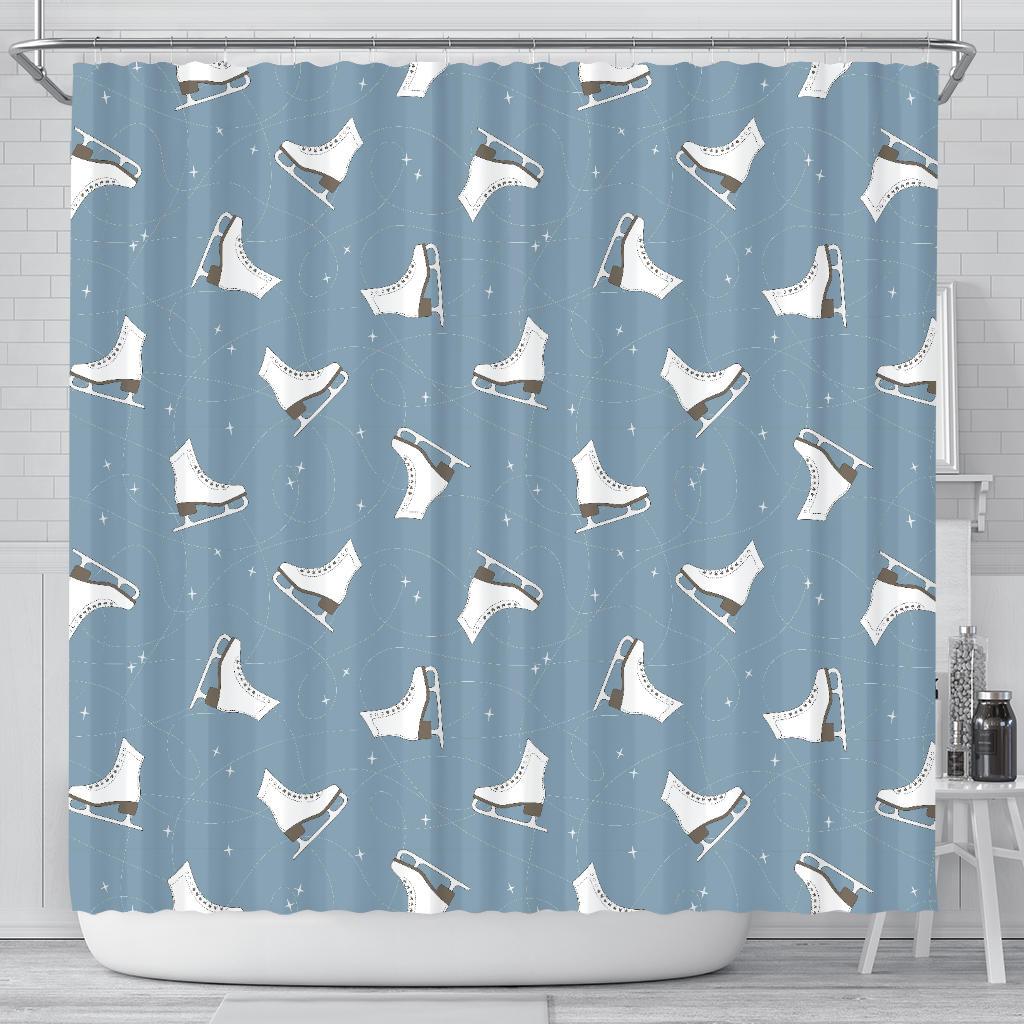 Ice Skate Print Pattern Bathroom Shower Curtain-grizzshop