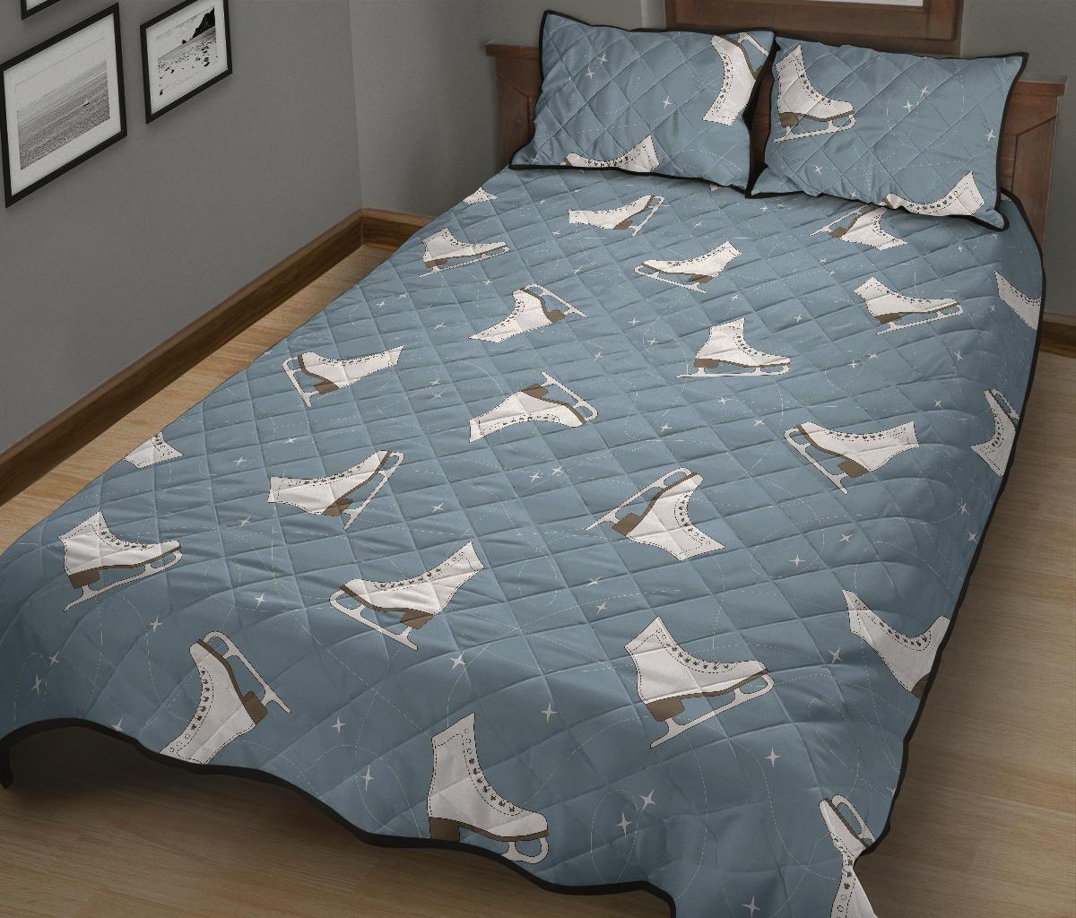 Ice Skate Print Pattern Bed Set Quilt-grizzshop