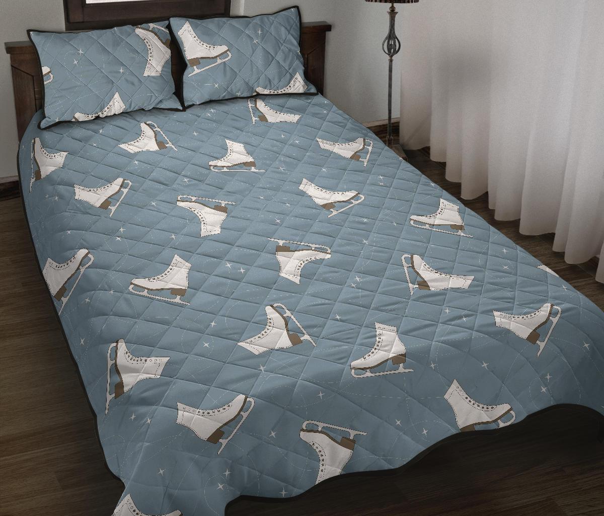 Ice Skate Print Pattern Bed Set Quilt-grizzshop