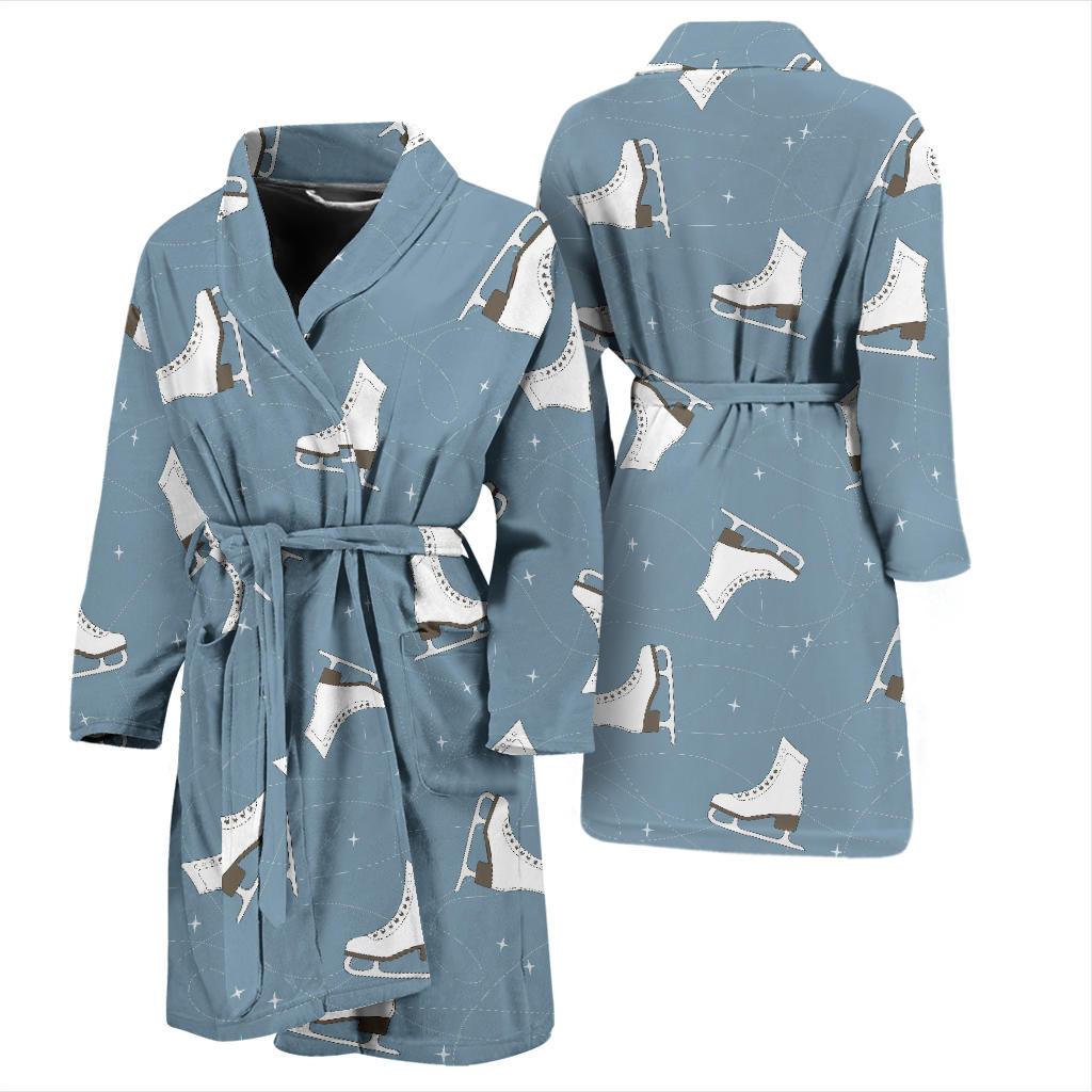Ice Skate Print Pattern Men Long Robe-grizzshop