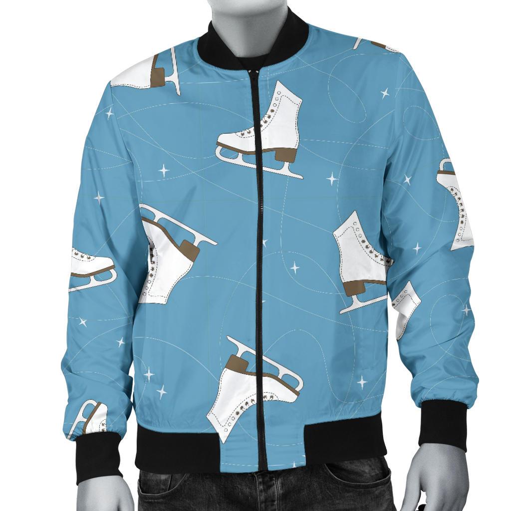 Ice Skate Print Pattern Men's Bomber Jacket-grizzshop