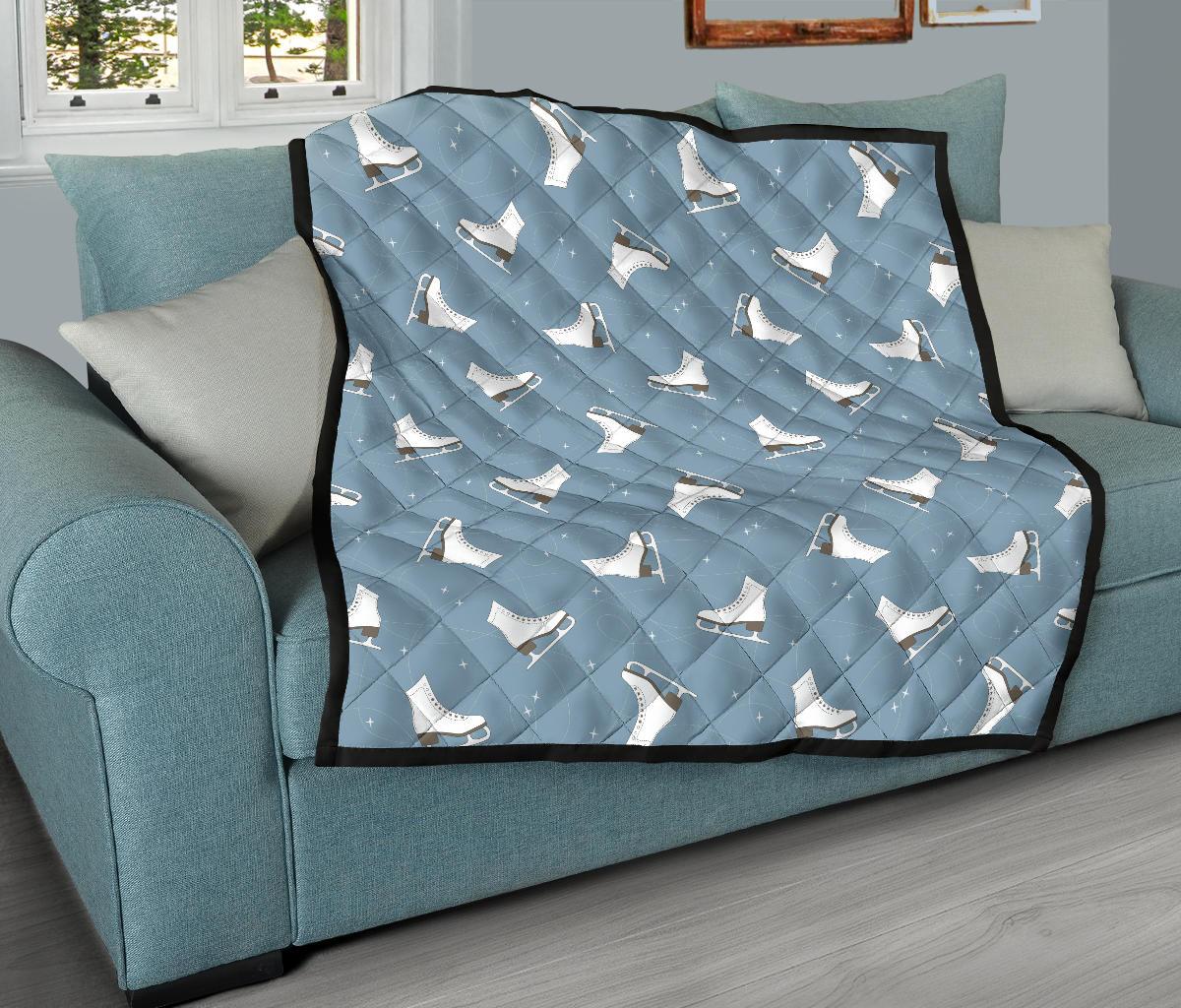 Ice Skate Print Pattern Quilt-grizzshop