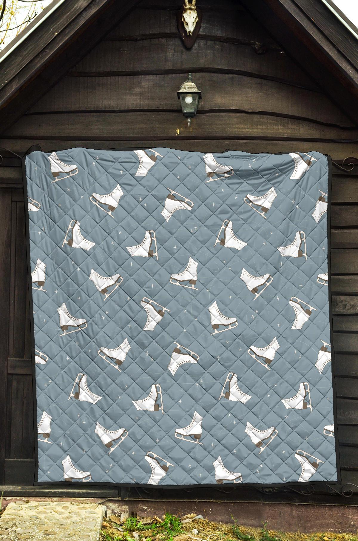 Ice Skate Print Pattern Quilt-grizzshop