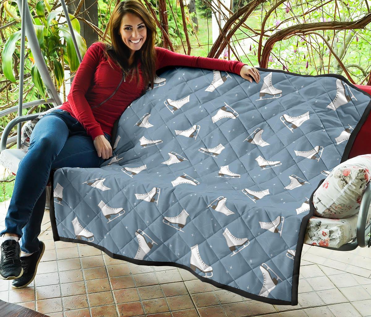 Ice Skate Print Pattern Quilt-grizzshop