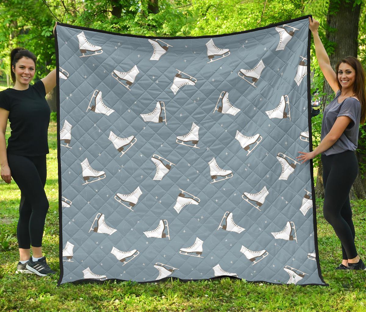 Ice Skate Print Pattern Quilt-grizzshop