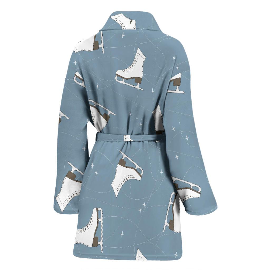 Ice Skate Print Pattern Women Long Robe-grizzshop