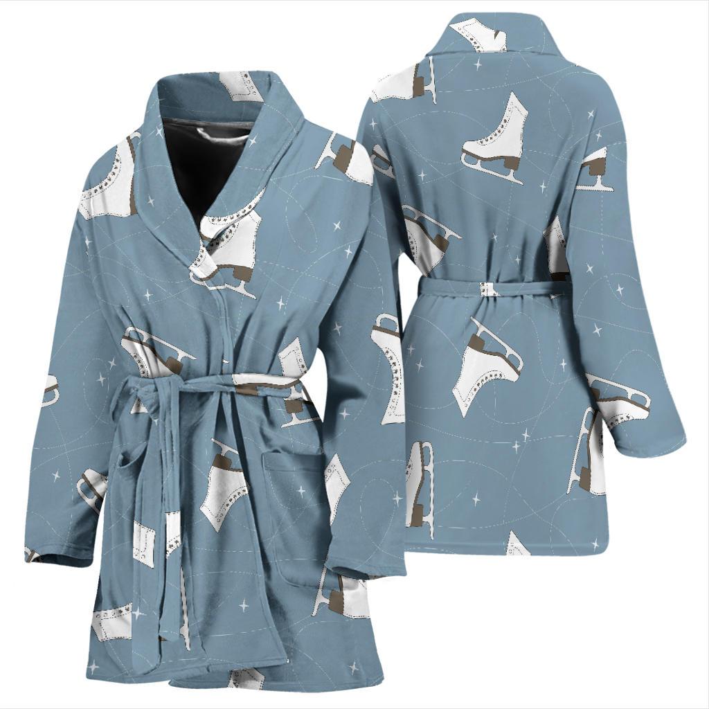 Ice Skate Print Pattern Women Long Robe-grizzshop