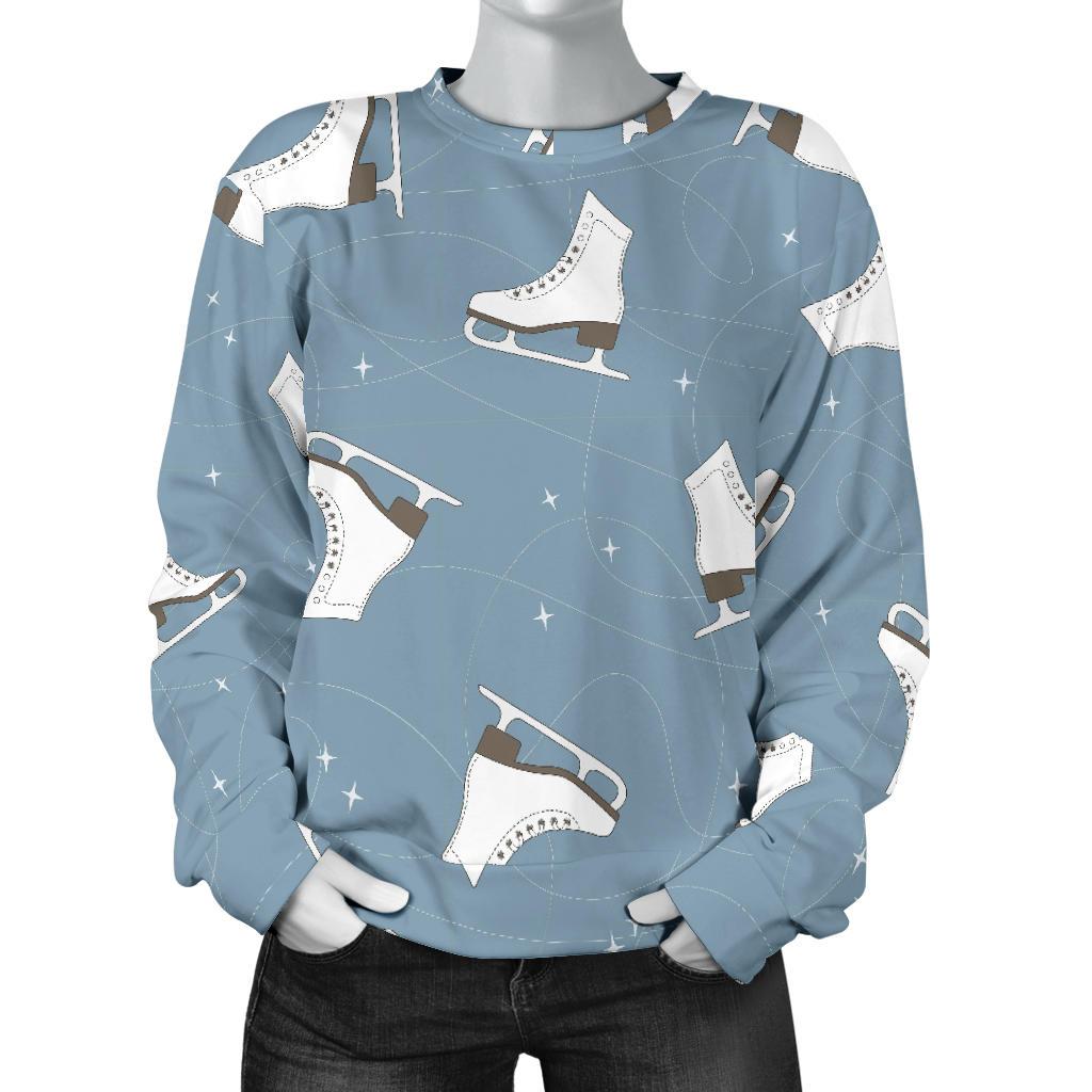 Ice Skate Print Pattern Women's Sweatshirt-grizzshop