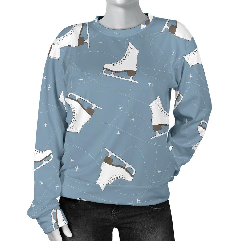 Ice Skate Print Pattern Women's Sweatshirt-grizzshop