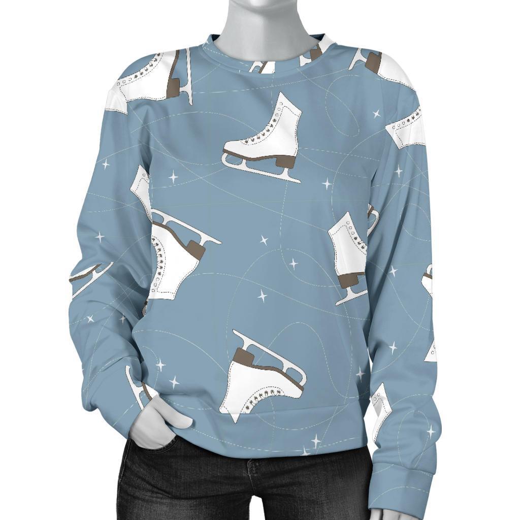 Ice Skate Print Pattern Women's Sweatshirt-grizzshop