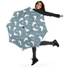 Ice Skate Snowflake Pattern Print Automatic Foldable Umbrella-grizzshop