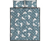 Ice Skate Snowflake Pattern Print Bed Set Quilt-grizzshop