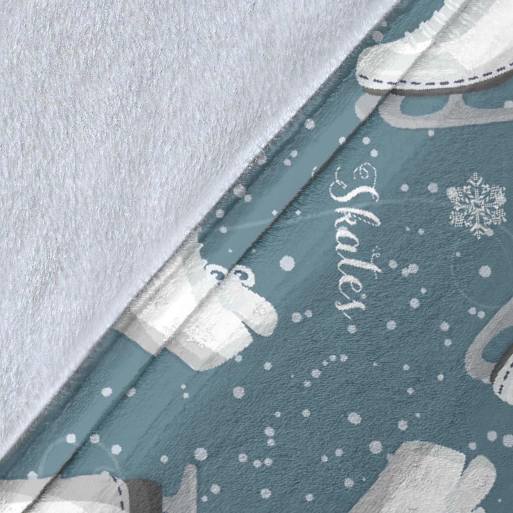 Ice Skate Snowflake Pattern Print Blanket-grizzshop
