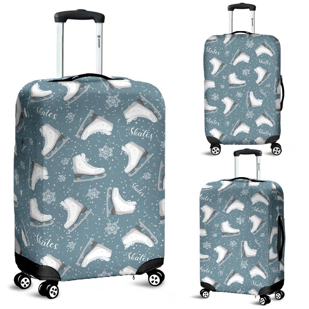 Ice Skate Snowflake Pattern Print Luggage Cover Protector-grizzshop