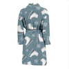 Ice Skate Snowflake Pattern Print Men Long Robe-grizzshop