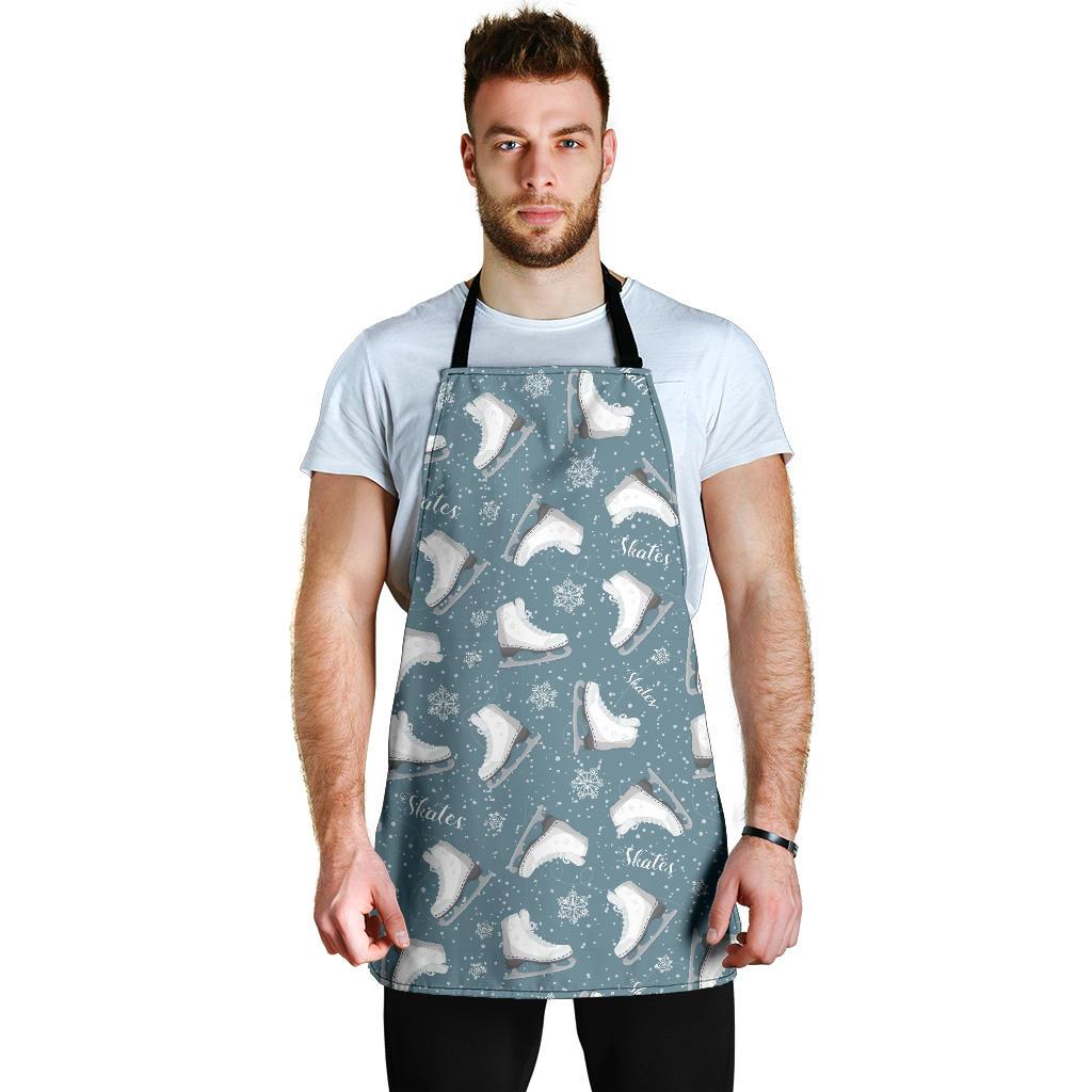 Ice Skate Snowflake Pattern Print Men's Apron-grizzshop