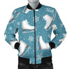 Ice Skate Snowflake Pattern Print Men's Bomber Jacket-grizzshop