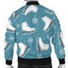 Ice Skate Snowflake Pattern Print Men's Bomber Jacket-grizzshop