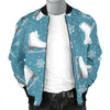 Ice Skate Snowflake Pattern Print Men's Bomber Jacket-grizzshop