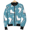 Ice Skate Snowflake Pattern Print Men's Bomber Jacket-grizzshop