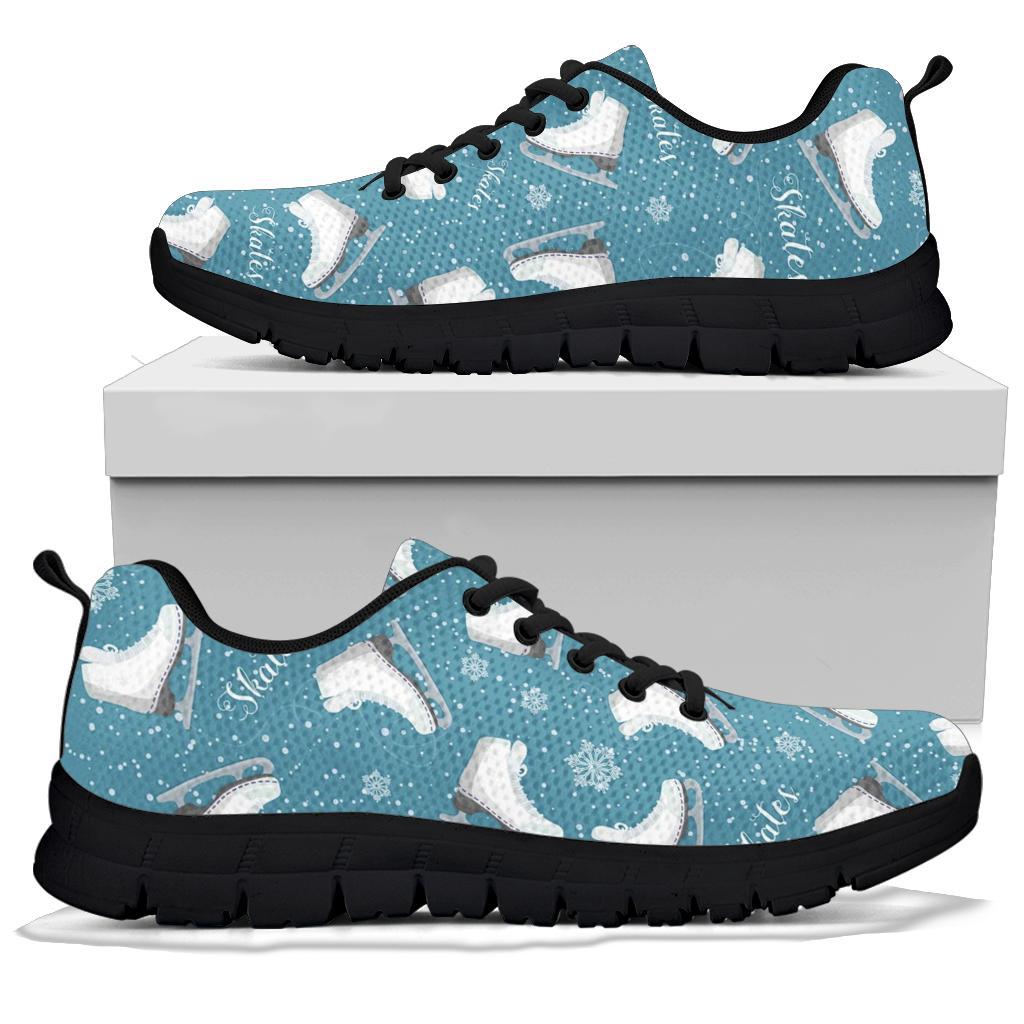 Ice Skate Snowflake Pattern Print Sneaker Shoes For Men Women-grizzshop