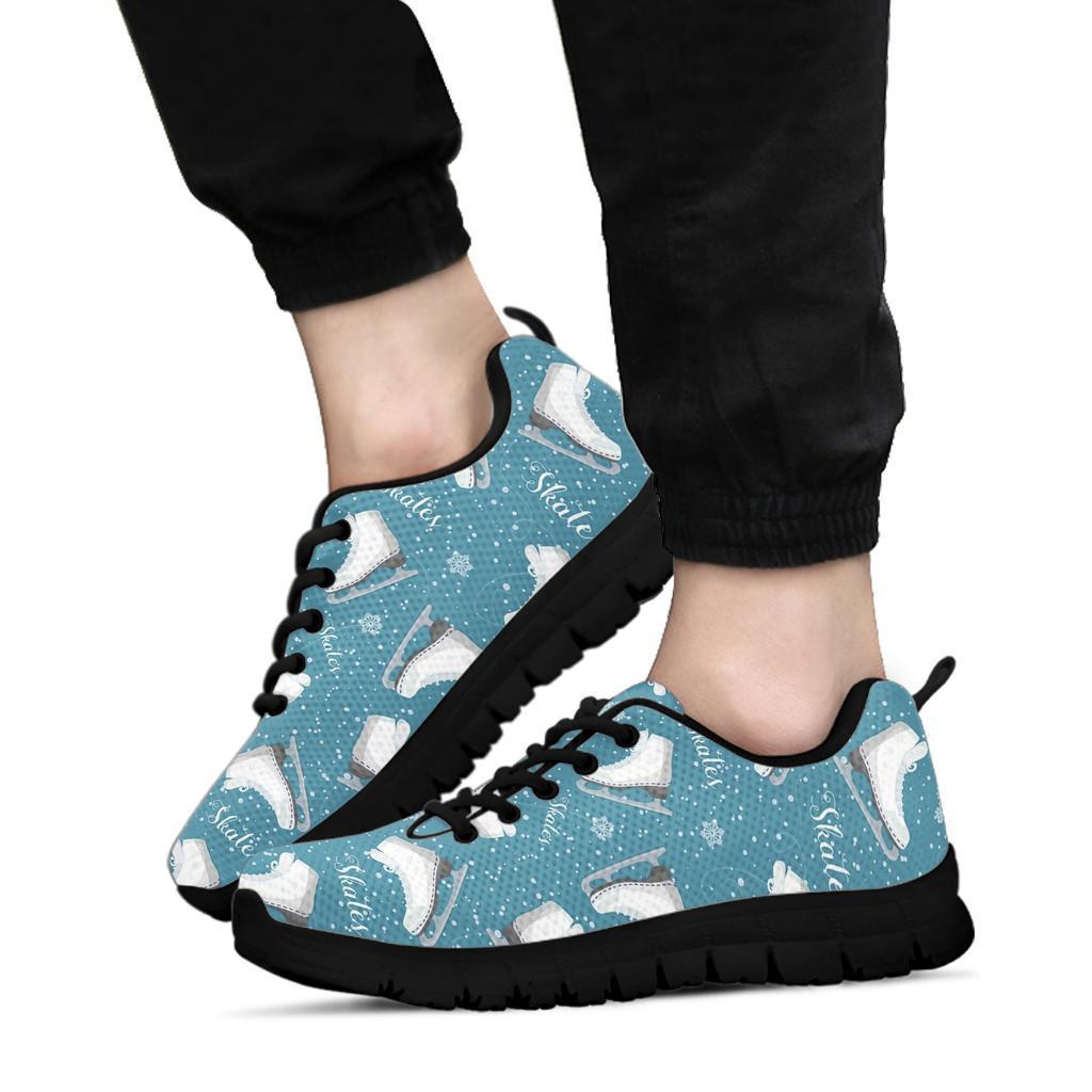 Ice Skate Snowflake Pattern Print Sneaker Shoes For Men Women-grizzshop