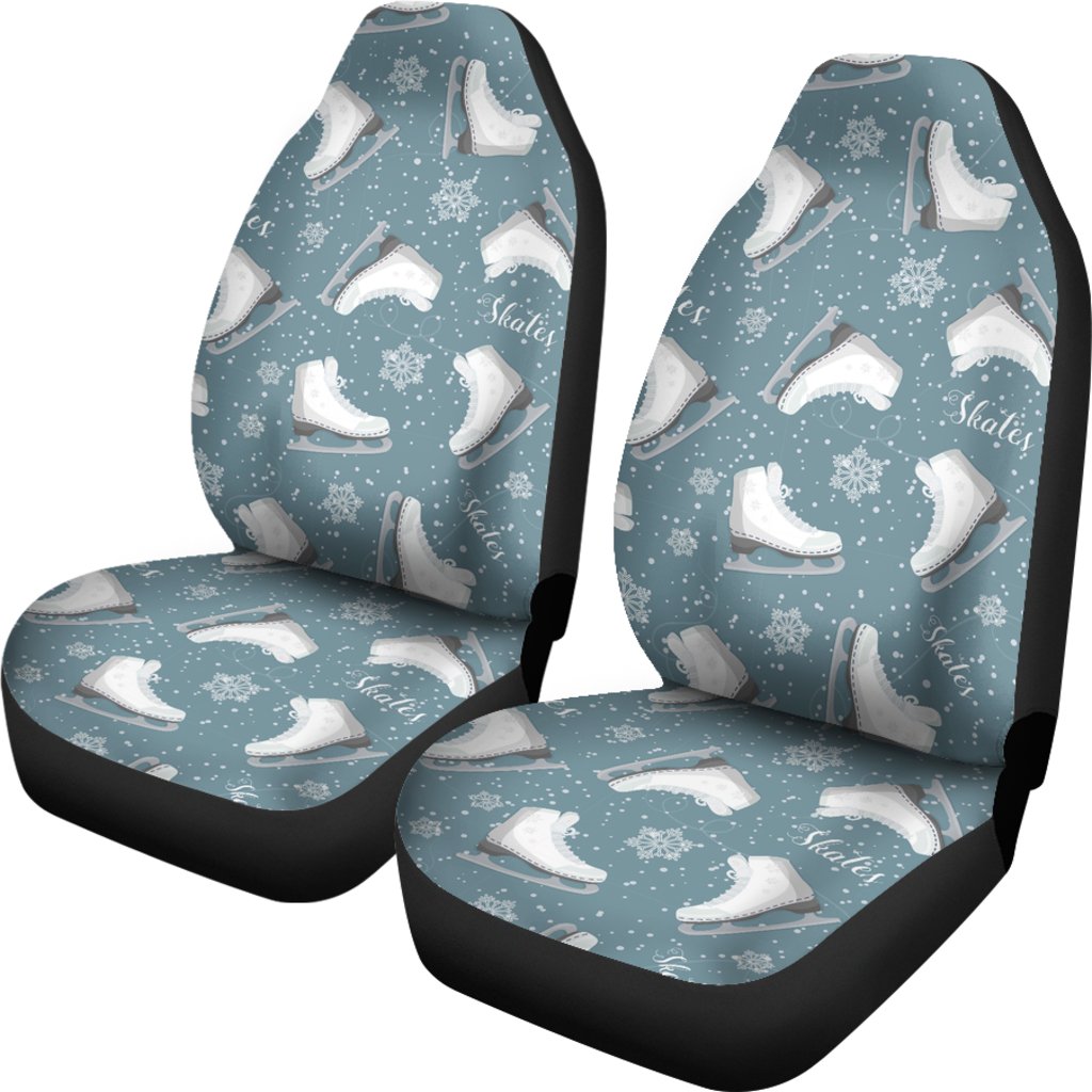 Ice Skate Snowflake Pattern Print Universal Fit Car Seat Covers-grizzshop