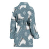 Ice Skate Snowflake Pattern Print Women Long Robe-grizzshop