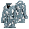 Ice Skate Snowflake Pattern Print Women Long Robe-grizzshop