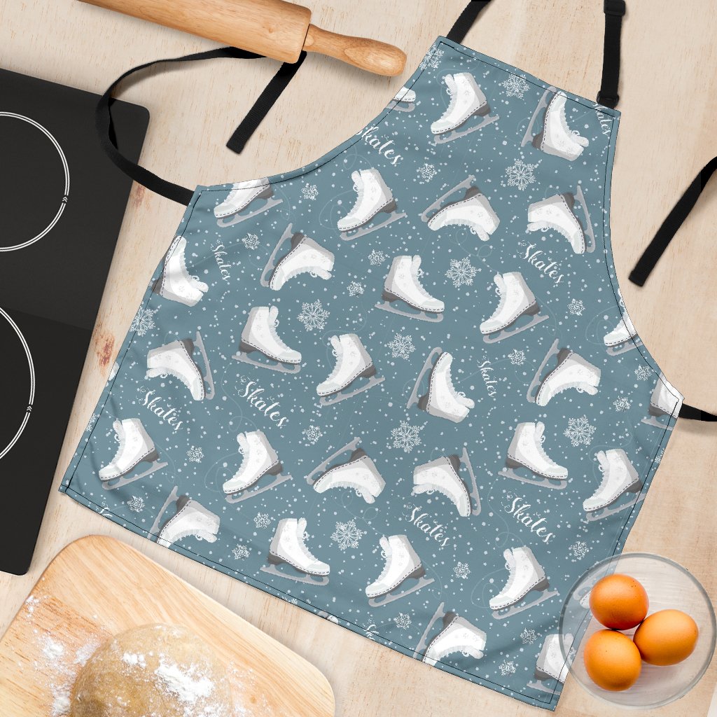 Ice Skate Snowflake Pattern Print Women's Apron-grizzshop