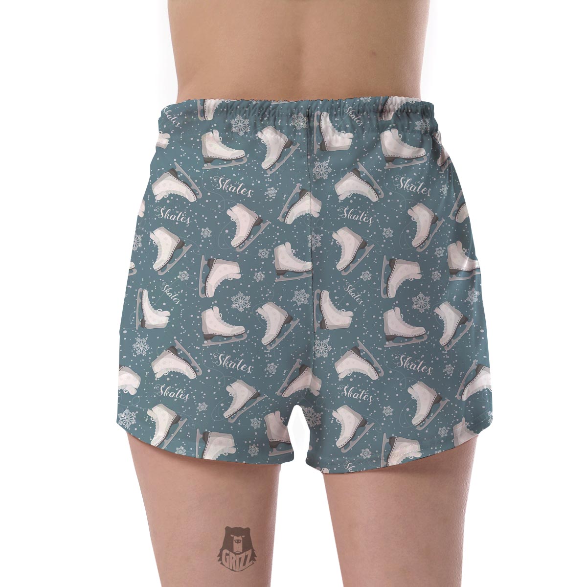 Ice Skate Snowflake Pattern Print Women's Shorts-grizzshop