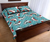 Ice Skate Snowflake Print Pattern Bed Set Quilt-grizzshop