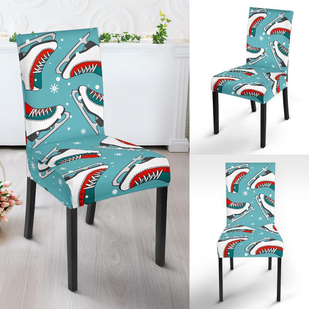 Ice Skate Snowflake Print Pattern Chair Cover-grizzshop